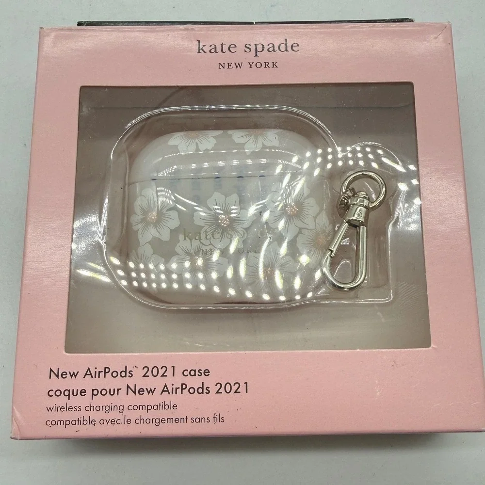 Kate Spade AirPods Case Protective Wireless Charging Compatible Floral white nwt